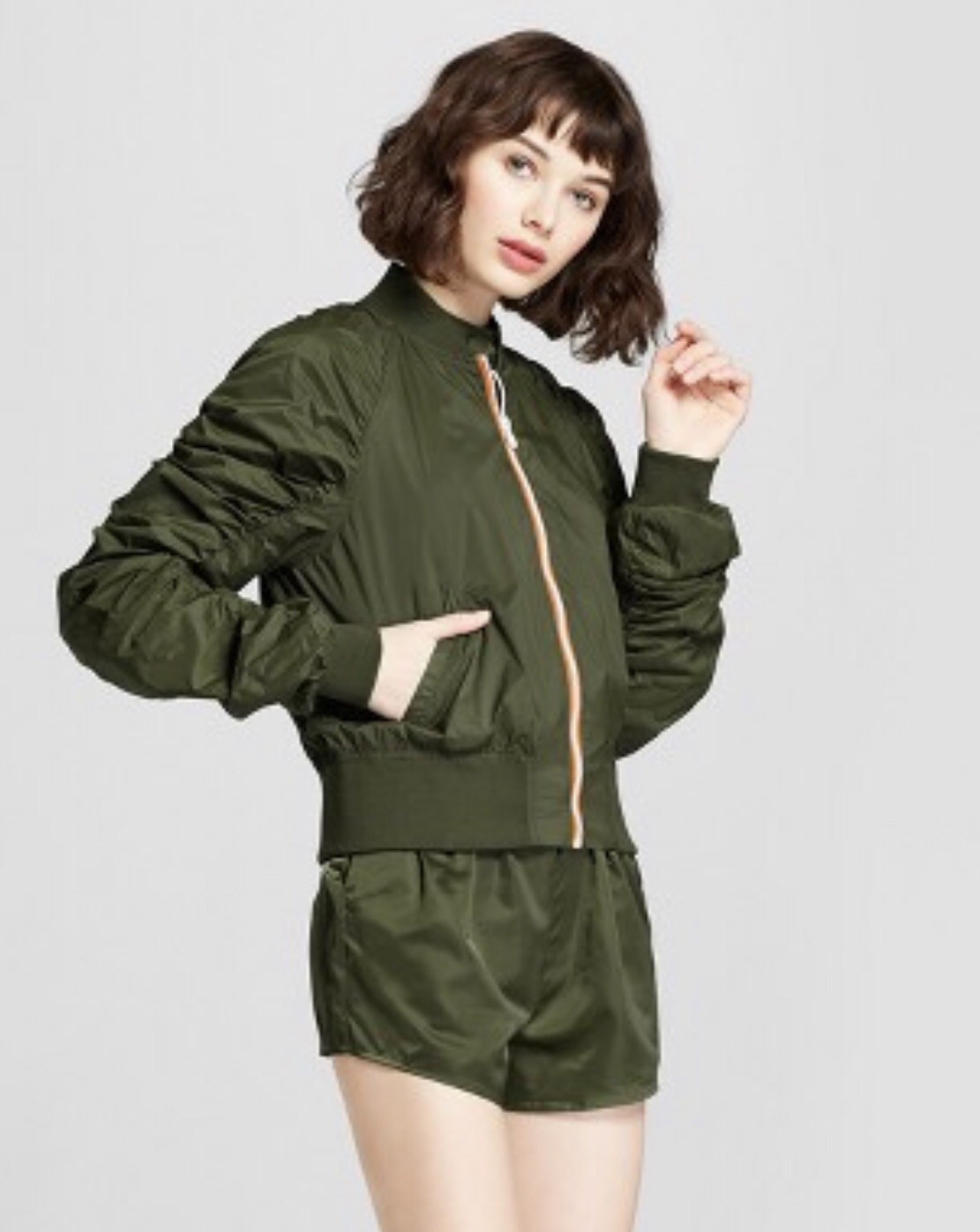 windbreaker and shorts