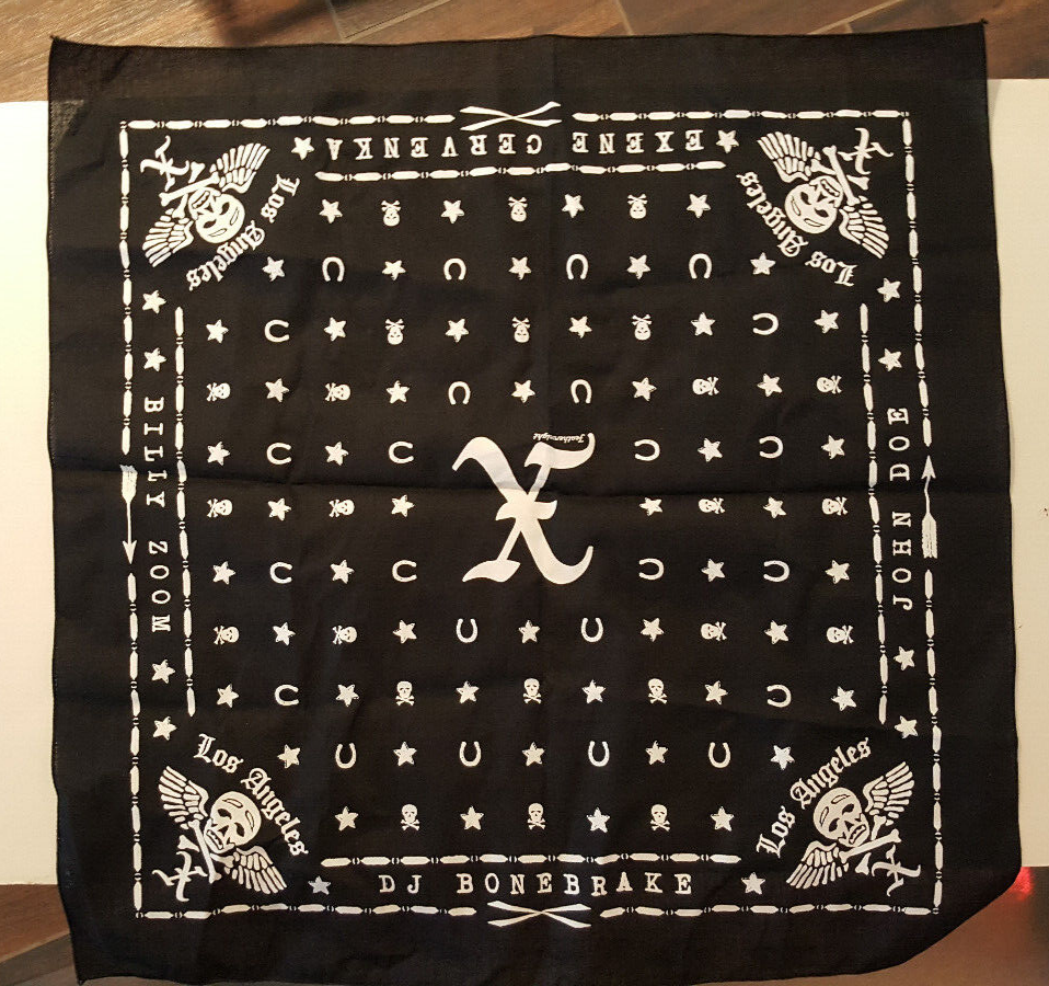 X LOS ANGELES Bandana Kerchief Scarf Punk MINT John Doe RARE B&W