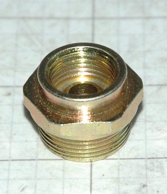 HOLLEY CARBURETOR FUEL BOWL FITTING 7/8"20 MALE/FEMALE 3/8" BRIGHT