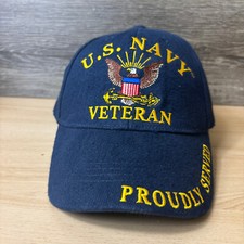 US Navy Veteran Hat Cap Strap Back Blue Adjustable