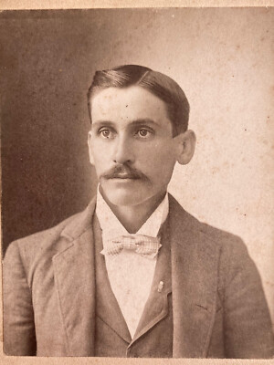 Southern Cabinet Card Young Mustache Man Gentleman Bow Tie Salem Virginia Maury