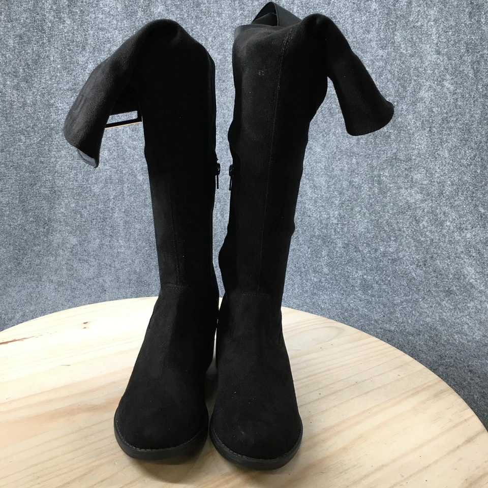 Rebel By Zigi ботинки женщин 7,5 Onya высокий колена черная замша стороны молнии комфорт - Изображение 3 из 4