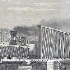 Railroad Bridge Across the Hudson River at Albany New York 1866 vintage print