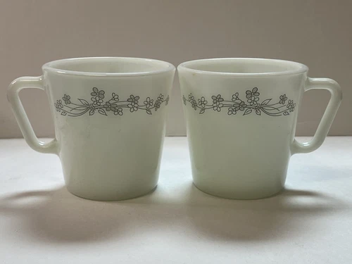 Vintage PYREX mugs white milk glass pair
