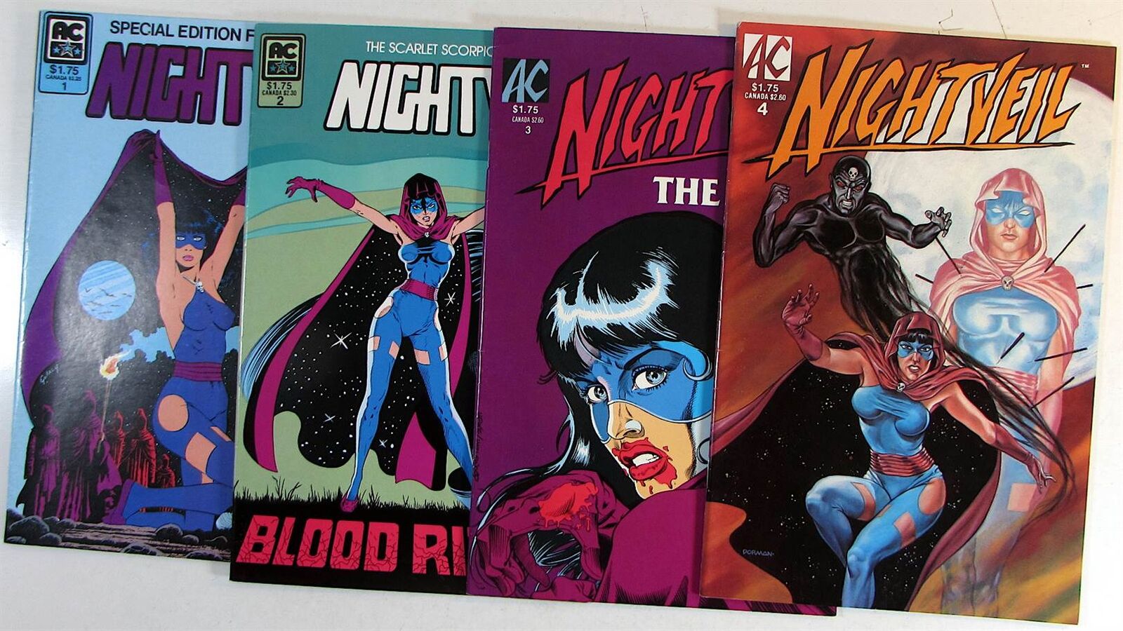 Nightveil Lot of 4 #1,2,3,4 Americomics (1984) VF/NM 1st Print Comic Books