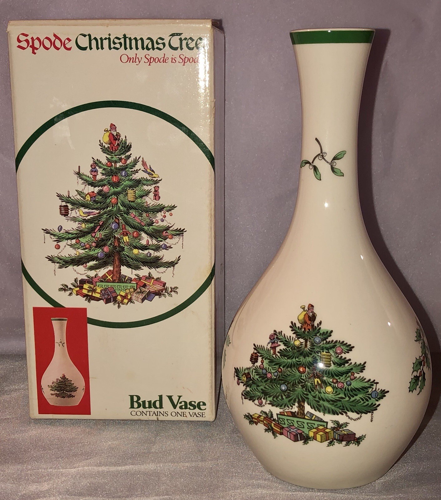 Vintage Spode Porcelain Christmas Tree Bud Vase Made in England