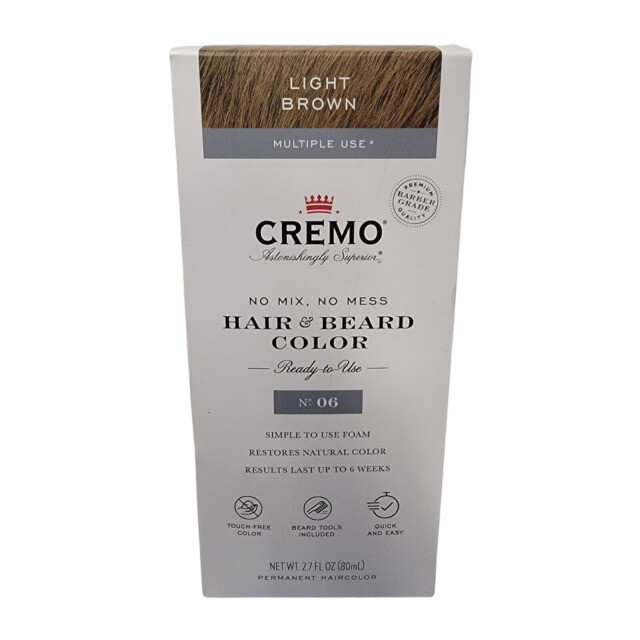 Cremo No Mix Mess Hair and Beard Color, Light Brown #6 - 2.7 Fl Oz