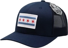 Chicago Flag Snapback Trucker Mesh Hat Navy/Navy White Border