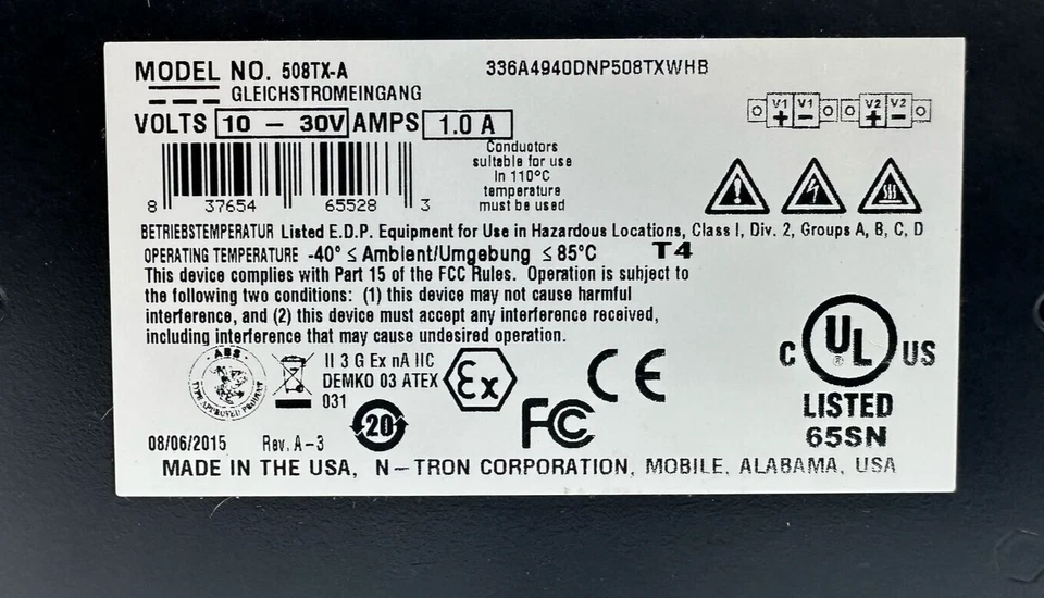 N-TRON 508TX-A 8-PORT INDUSTRIAL ETHERNET SWITCH - Image 3 of 4