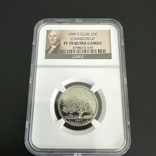 1999 S CLAD 25C PF 70 Ultra Cameo Connecticut Quarter Coin NGC Graded