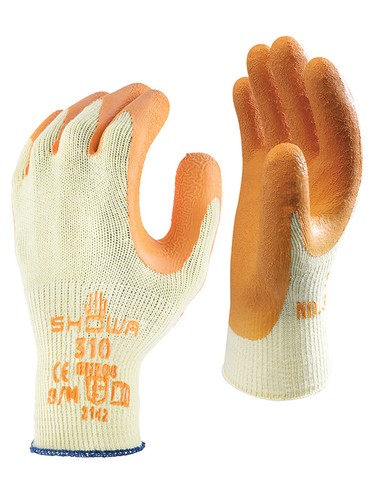 10 x gants de préhension SHOWA 310 revêtement de paume en latex travail robuste à faire soi-même constructeurs ORANGE - Photo 3 sur 5