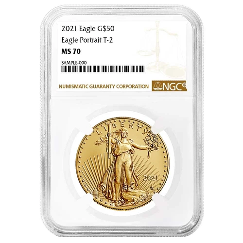 2021 $50 Type 2 American Gold Eagle 1 oz NGC MS70 Brown Label