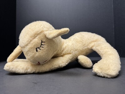 Vintage STEIFF FLOPPY Laying LAMB 28CM No Button Tag Bell Rattle in Foot 1958