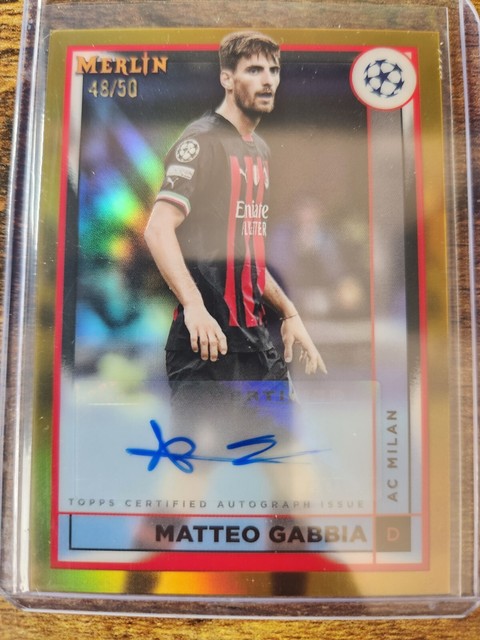 2022-23 Topps Merlin Chrome Matteo Gabbia Gold Refractor Auto 48/50 #AC-MG Milan