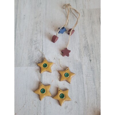 Gingerbread star cookie button heart ornament Xmas set