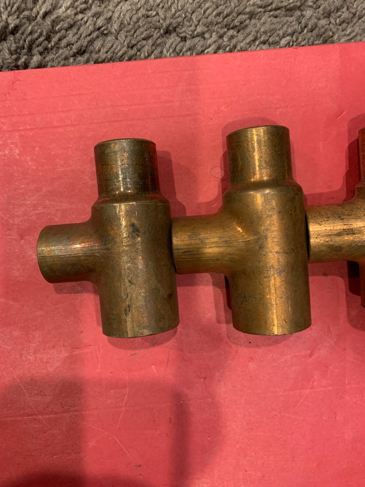 LOT OF 3 1" x 3/4" x 3/4" TEE 1 1/8X 3/4 X3/4 ACR COPPER PIPE FITTING NOS