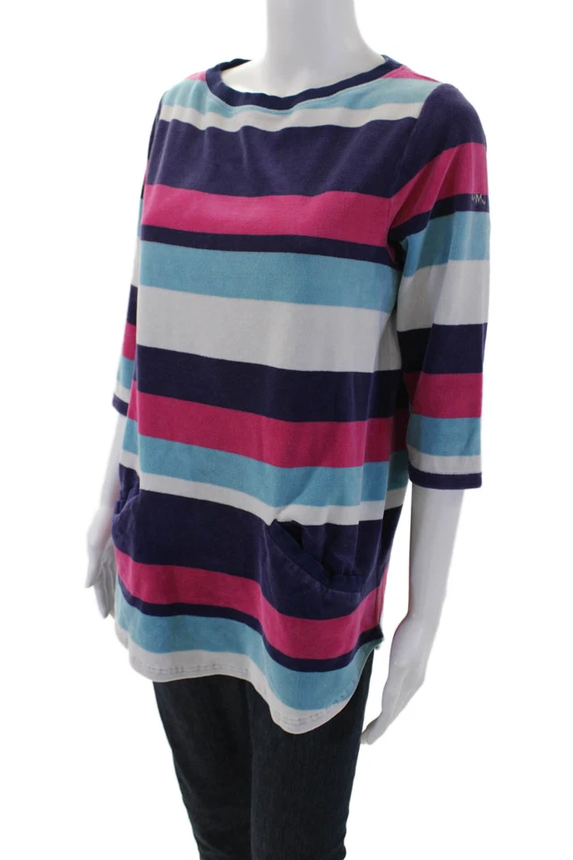 Marc By Marc Jacobs Womens Cotton Striped Soft Textured Colorblock Top Size S - Image 2 of 4