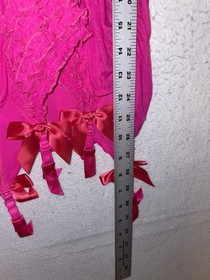 Victoria Secret Sexy Little Things Hot Pink Lace Chemise Slip Garter Womens 36C