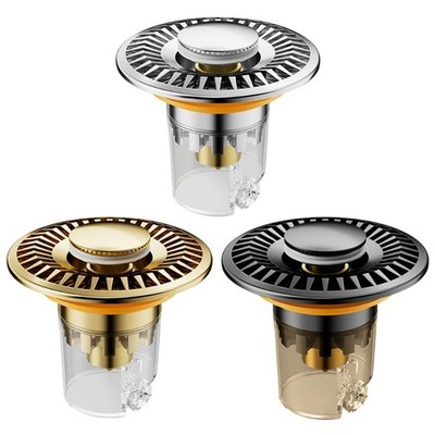 Bathtub Plugs Sink Drain Stopper Push-type Bounce Cores Drain Hair Catcher