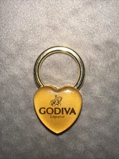 Godiva Gold Heart Shaped Keyring or Tag 1.75 inches Box (4) Gift Favor Surprise