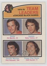 1976-77 O-Pee-Chee Team Leaders Pit Martin Dale Tallon Phil Russell #382 0sf1
