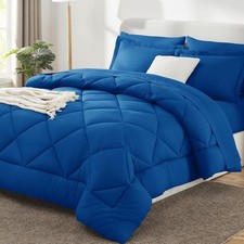 CozyLux King Size Comforter Set Classic Blue - 7 Pieces King,