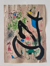 Joan Miro (Handmade) Drawing mixed media on paper signed & stamped