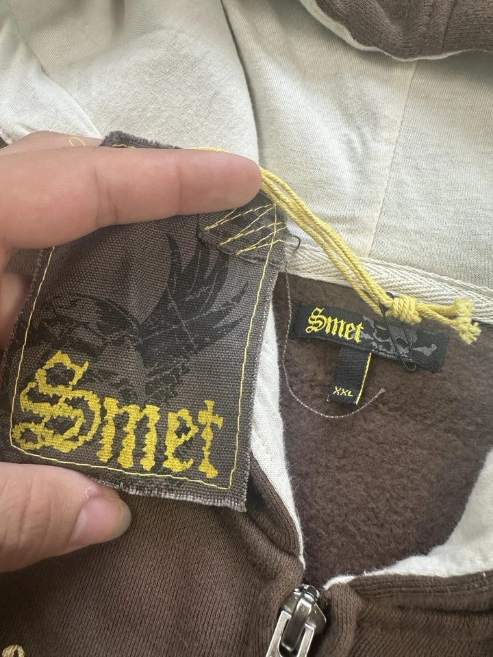 Smet By Christian Audigier Brown Hoodie Y2K Crazy Design Print Size XXL 2XL - image 3 of 4