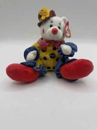 TY Beanie Babies JUGGLES THE CLOWN Bear VTG 2004 Retired Plush w Tag No Smell VG