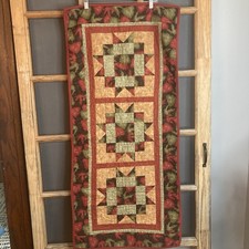 Patchwork Quilt Fall Table Runner or Wall Hanging Reversible 45" x 20.5"