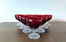 Anchor Hocking Ruby Bubble Foot liquor / cocktail  Glasses – Set of 10