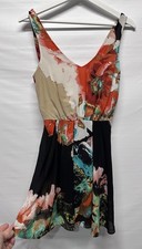 GB A-Line Colorful Chiffon Dress Party Cocktail Lined Flirty Sleeveless Size S
