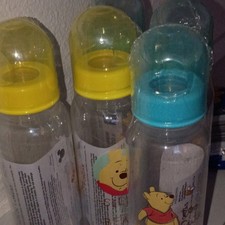Disney Winnie the Pooh Baby Bottle Set of 5 BPA-Free Plastic Clear Yellow Blue