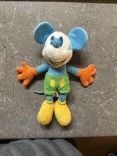 Disney Parks Mickey Mouse Plush Doll, Neon Pastel Multicolor 10" Disneyland