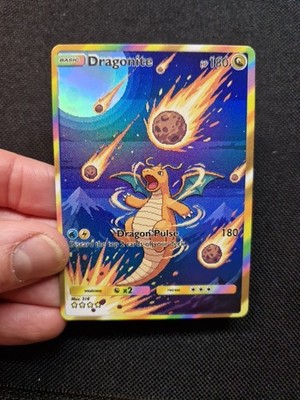 Dragonite Full Art Gold Rainbow Holo Meteor Sky Custom Promo Art Karte