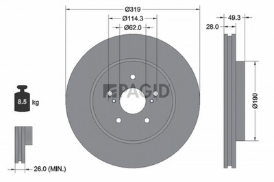 2x Bremsscheibe PAGID 54715NC für LEXUS RX 300 MCU35_ MCU35R 350 GSU30_ AWD 400h