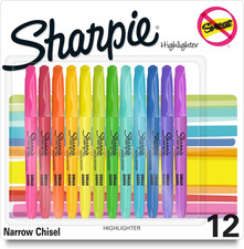 Sharpie Pocket Highlighters, Chisel Tip, Quick Dry, Assorted Fluorescent Colors,