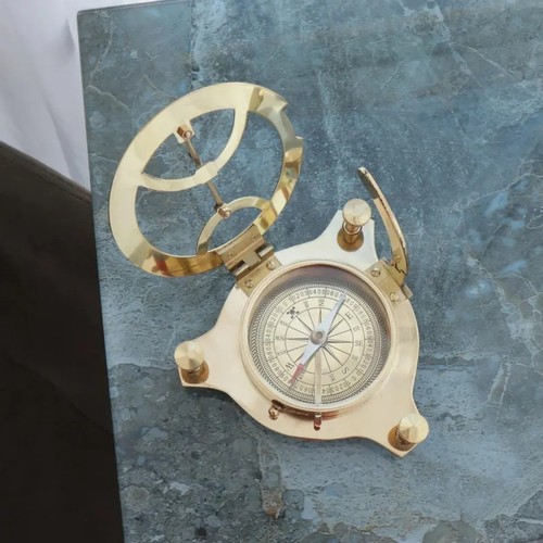 11.43 cm Brass Sundial Compass Solid Brass, Vintage Nautical Decor - 第 7/10 張圖片