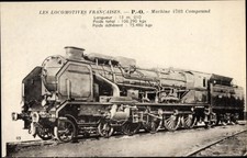 Postcard French Railway, PO, Machine 4703 Compund, Steam Locomotive - 3450127