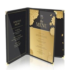 Flexzion Clear Restaurant Menu Covers 8.5 x 11, 3 Pages, 1 Pack, Transparent