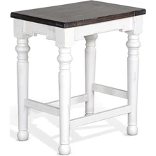 Sunny Designs Carriage House 24" Mindi Wood Stool in White/Dark Brown (Set of 2)