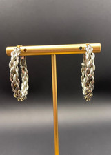 Vintage Silver Tone Twisted Hoop Earrings