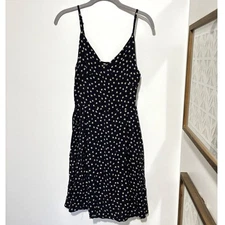 Floral Mini Slip Dress XL Black Daisy Soft Spaghetti Strap Cottage Y2K Sundress