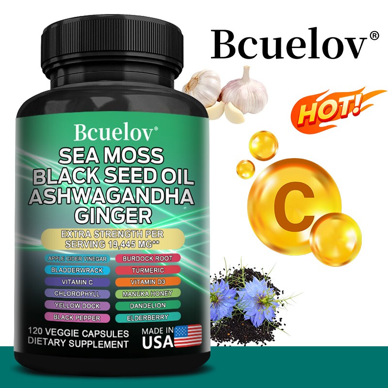 Complejo de aceite de algas y semillas negras 19.445 mg cápsulas - Apoya la salud gástrica