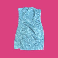 Floral Strapless Trendy Dress Shein Size Extra Small Blue Good Condition
