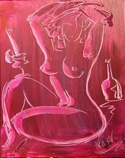 PURPLE NUDE MODERN ART   SIGNED CANVAS - STRETCHED painting original