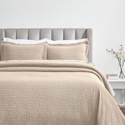 Superior 3 Piece Cotton Bedspread Sham Set Home Bed Spread 2 Pillow Shams KING