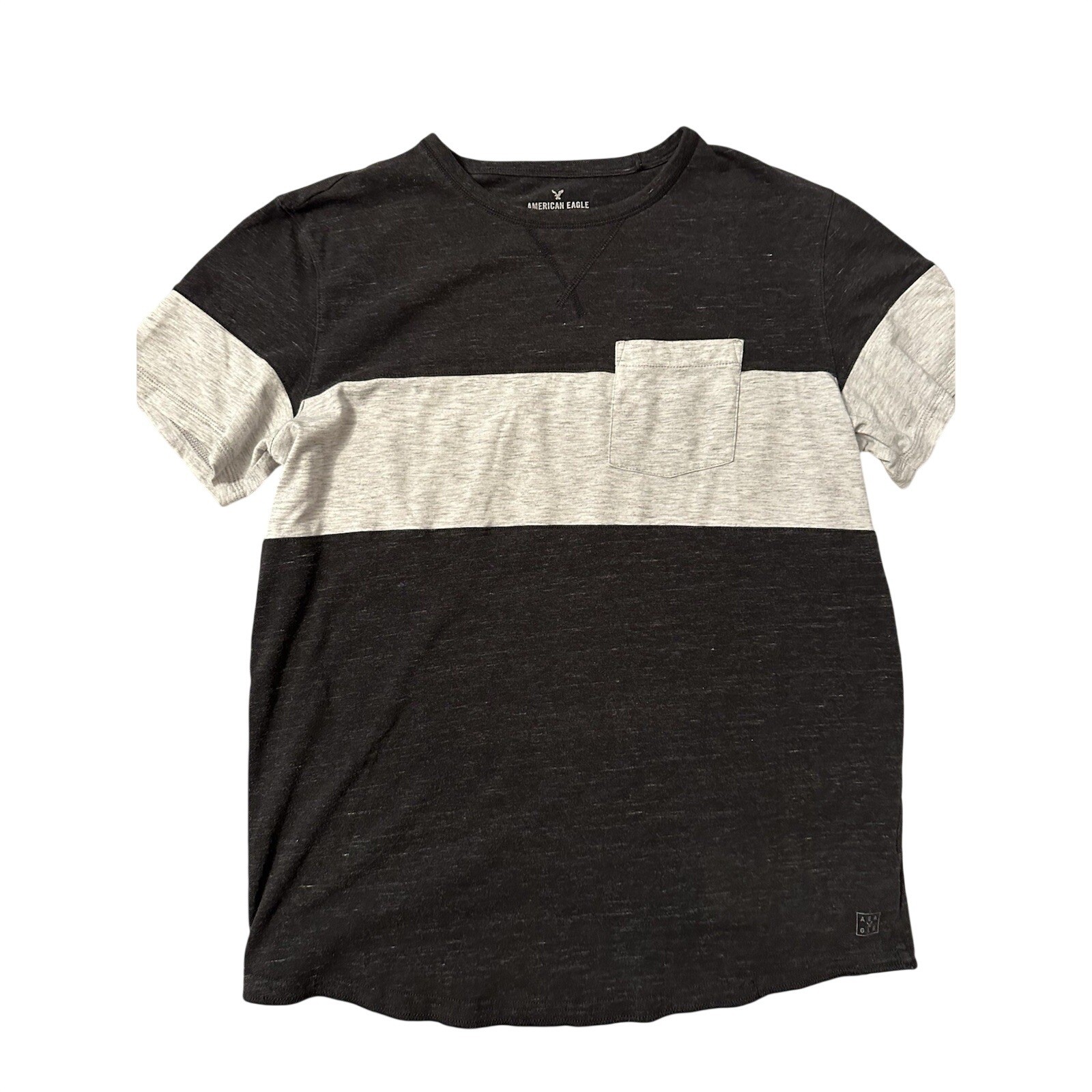 American Eagle Active Flex Men's Medium Colorblock Pocket T-Shirt Black Gray