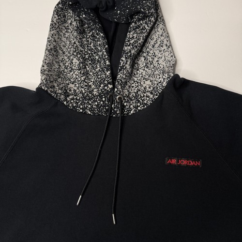 Air Jordan Hoodie Mens Large Black Splatter Pullover Sweatshirt Jumpman Hood - Picture 4 of 5