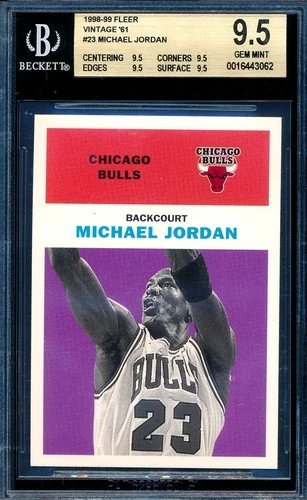 MICHAEL JORDAN 1998-99 FLEER VINTAGE BGS 9.5 GEM MINT CARD #23!  9.5 X 4 SUBS!